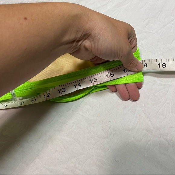 Vintage 80’s Bikini Top Highlighter Green Neon Halter Scrunch Twist Tie - Picture 8 of 13